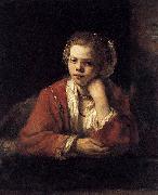 REMBRANDT Harmenszoon van Rijn Girl at a Window oil painting on canvas